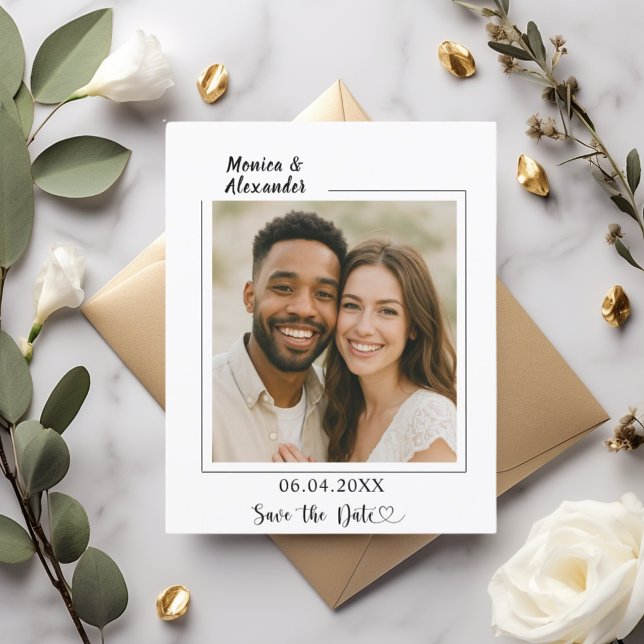 Lámina Modern elegant photo wedding Save the Date card (Subido por el creador)