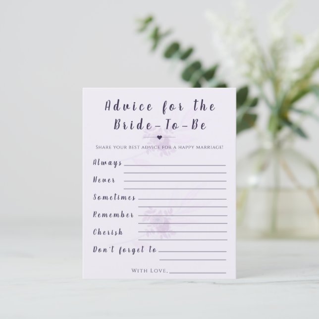 Lámina Modern Floral Advice for the Bride Shower Game (Anverso de pie)