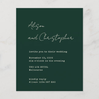 Lámina Modern Green Elegant Script Wedding Invitation