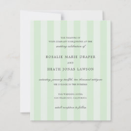 Lámina Modern Green Stripes Elegant Budget Wedding Invite