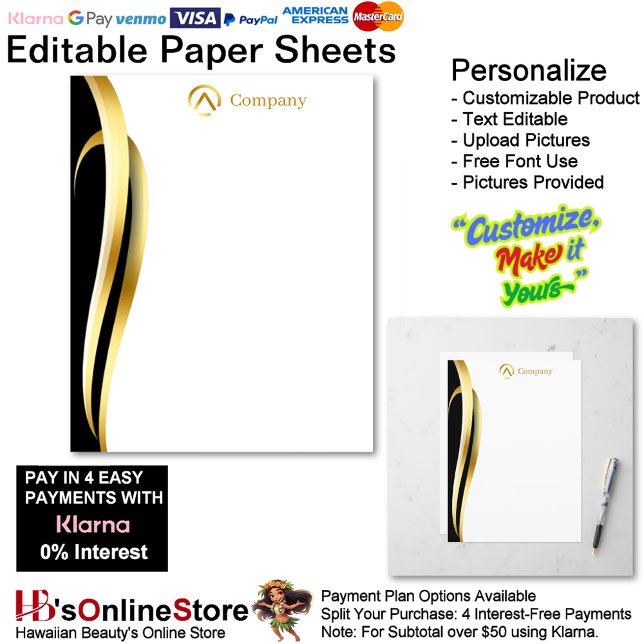 Lámina Modern Minimalist Gold Black White Paper Sheet (Modern Minimalist Gold Black White Paper Sheet.)