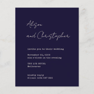 Lámina Modern Navy Elegant Script Wedding Invitation