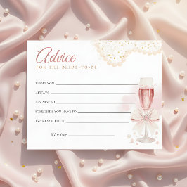 Lámina Modern Pearls & Prosecco Bridal Shower Advice Card