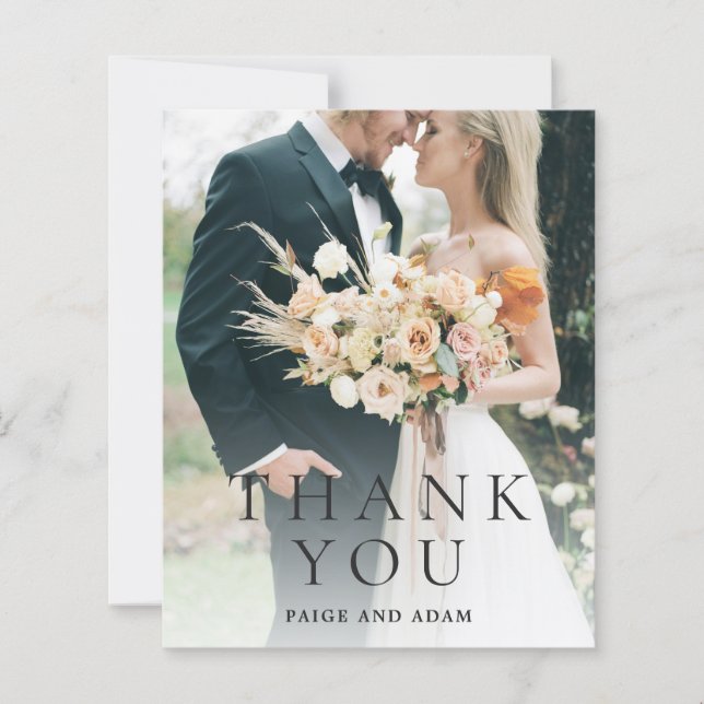Lámina Modern Photo Editorial Wedding Thank You Card (Anverso)