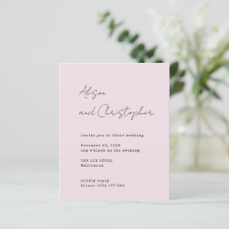 Lámina Modern Pink Elegant Script Wedding Invitation