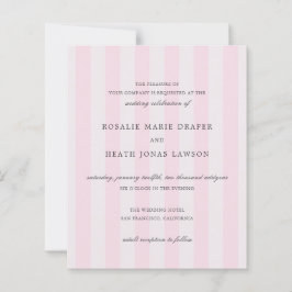 Lámina Modern Pink Stripes Elegant Budget Wedding Invite