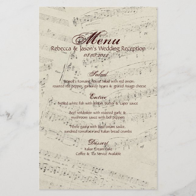 Lámina Modern Romantic Music anota Boda de música (Anverso)