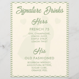 Lámina Modern Sage Green Signature Drinks Wedding Sign