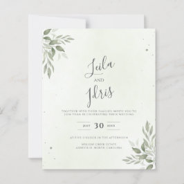 Lámina Modern Sage Greenery Budget Wedding Invitation