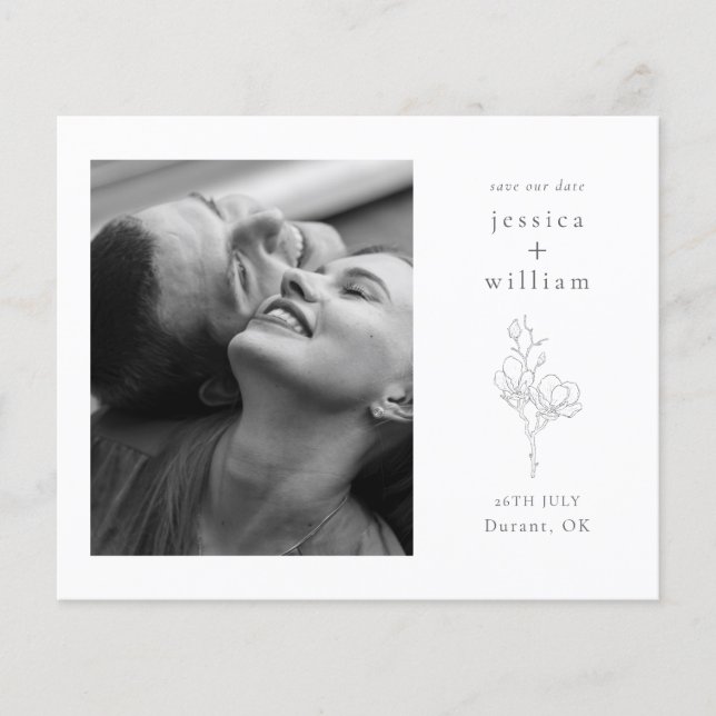 Lámina Modern Save the Date con foto Boda de presupuesto (Anverso)