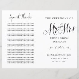 Lámina Modern Script Calligraphy Mr & Mrs Wedding Program