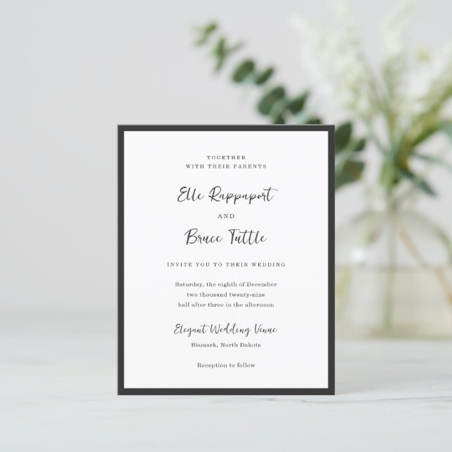 Lámina Modern Typography Minimalist Wedding Invitation (Anverso de pie)