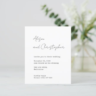 Lámina Modern White Elegant Script Wedding Invitation