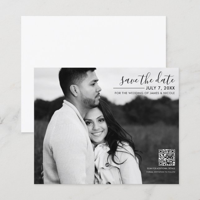 Lámina Moderna foto minimal elegante de Save the Date (Anverso / Reverso)