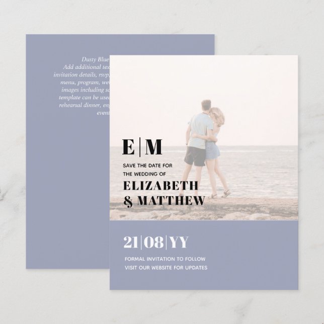 Lámina Moderna foto overlay Boda de texto Invitar a elega (Anverso / Reverso)