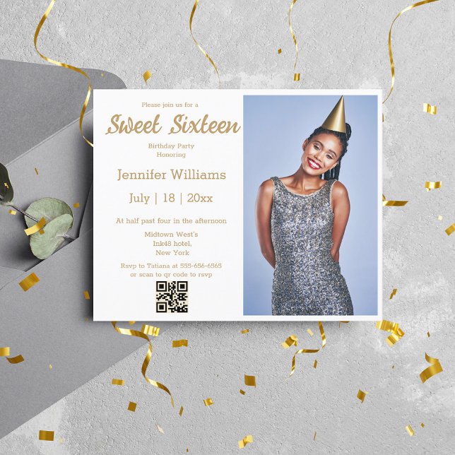 Lámina moderna invitación de foto con código QR para swee (Subido por el creador)