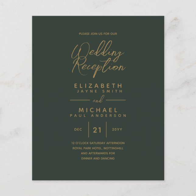 Lámina Moderna recepción de Boda de Oro Verde (Anverso)
