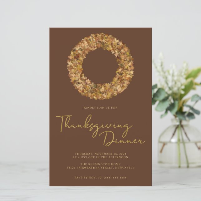 Lámina Moderna Wreath de Acción de Gracias Rustic Brown G (Anverso de pie)