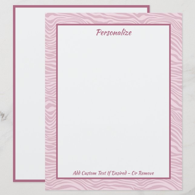 Lámina Moderna y elegante ola de cebra rosa personalizada (Anverso / Reverso)