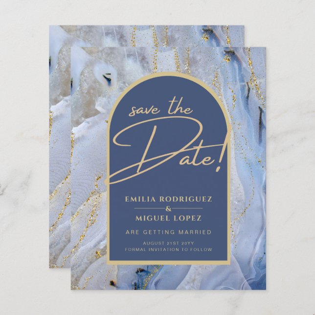 Lámina Moderno Boda de Arco de Mármol de la Agate Blue Go (Anverso / Reverso)