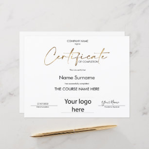 Lámina Moderno Certificado mínimo de finalización Añadir 