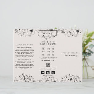 Lámina Moderno código QR Brouchure de fotos botánicas de