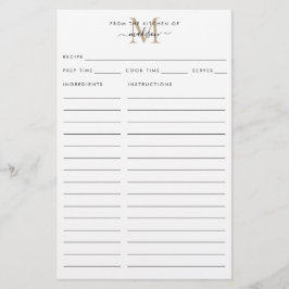 Lámina Moderno de la receta del Monograma de Cocina de Or