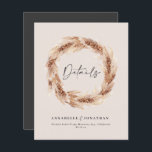 Lámina Moderno granero de boho pampas boda detalles verde<br><div class="desc">Moderna pampas rústica bohemia rústica pampas césped elegante tarjeta de detalles bodas. Moderno en texto de guion de tendencia y roya / terracota / naranja quemado y decoración verde azulada.</div>