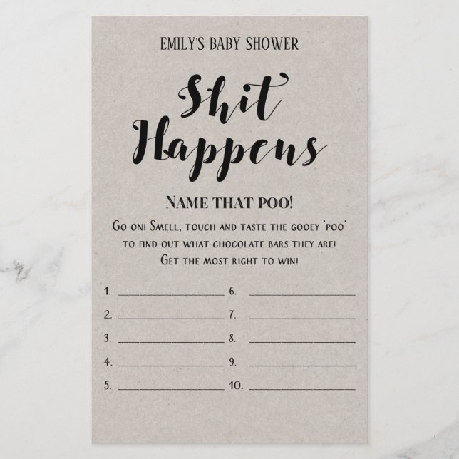 Lámina Moderno juego ruso de Baby Shower IMPRESO (Anverso)