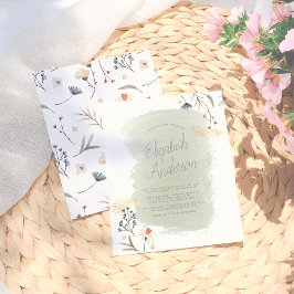 Lámina Moderno presupuesto flores de boho verde ducha de