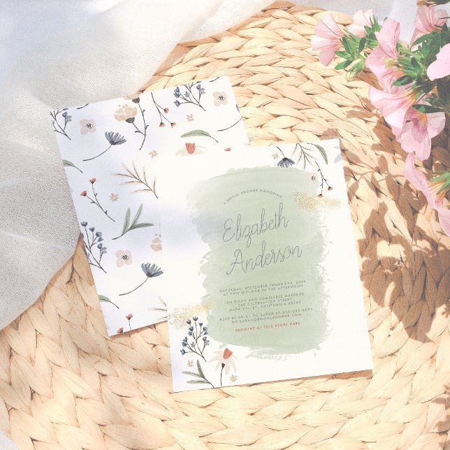 Lámina Moderno presupuesto flores de boho verde ducha de  (Subido por el creador)