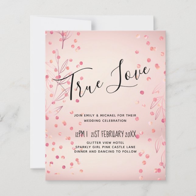 Lámina Moderno Rosa Gold Trendy Budget Boda (Anverso)