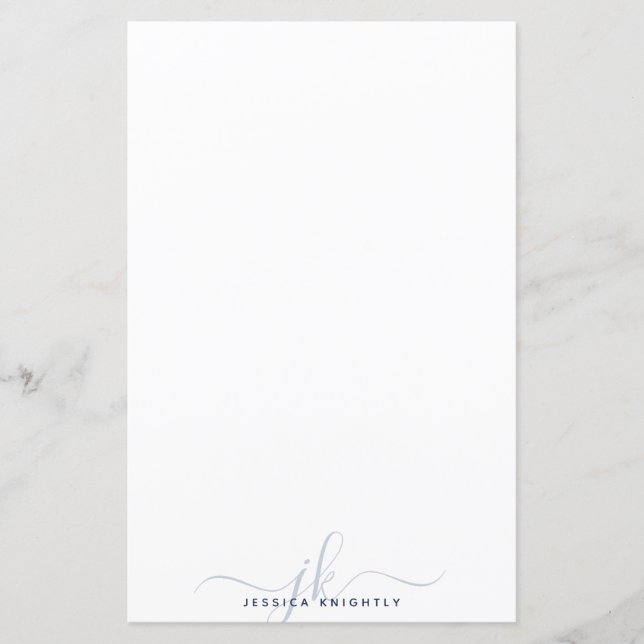 Lámina Moderno y elegante Monograma Iniciales Marina Azul (Anverso)