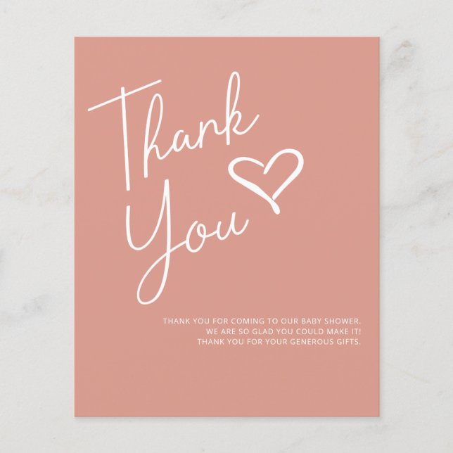 Lámina Moderno y simple Chica Baby Shower Gracias (Anverso)