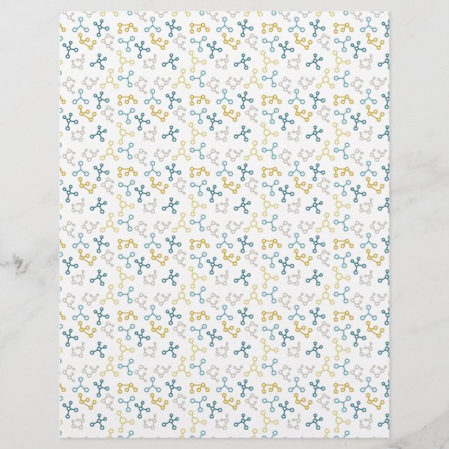 Lámina Moléculas científicas y papel verde azul de los mi (Anverso)