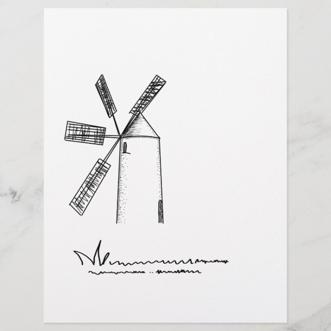 Lámina molino con fondo blanco (Anverso)