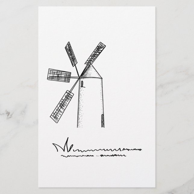 Lámina molino con fondo blanco (Anverso)