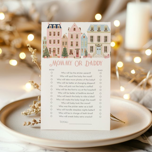 Lámina Mommy or Daddy Christmas Village Baby shower game (Subido por el creador)