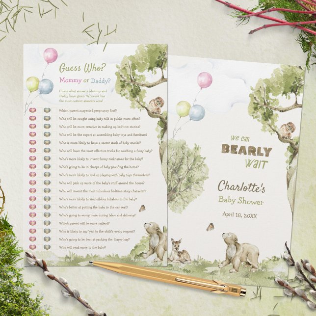 Lámina Mommy or Daddy Guess Who Baby Shower Game Woodland (Mommy or Daddy Guess Who Baby Shower Game Woodland ©Susanne Sachers - Sunny Mind 🌞)