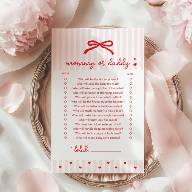 Lámina Mommy or daddy Red Bow Coquette Baby Shower game (Subido por el creador)
