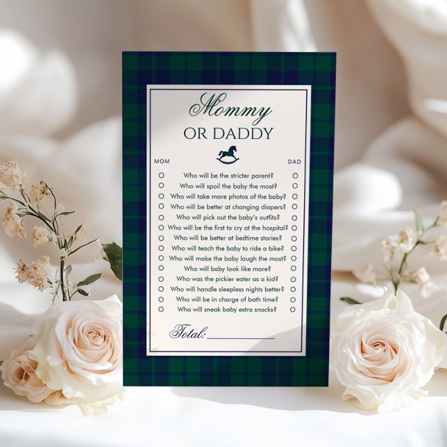 Lámina Mommy or Daddy Rocking horse Navy Plaid game (Subido por el creador)