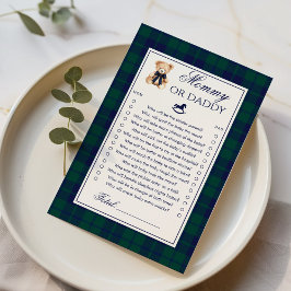 Lámina Mommy or Daddy Teddy Bear Navy Plaid game