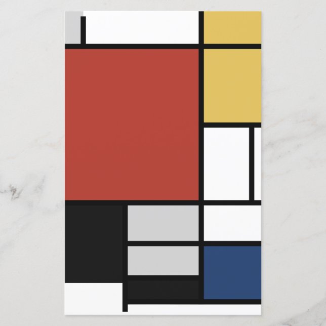Lámina Mondrian Pintura de Plano Rojo Amarillo Azul Gris  (Anverso)