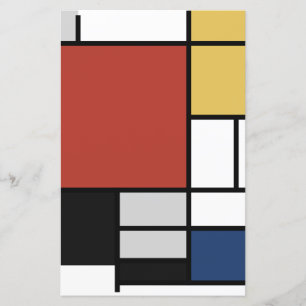 Lámina Mondrian Pintura de Plano Rojo Amarillo Azul Gris