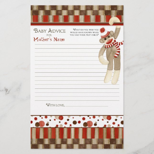 Lámina Mono de media luna, consejo del niño Baby Shower (Anverso)