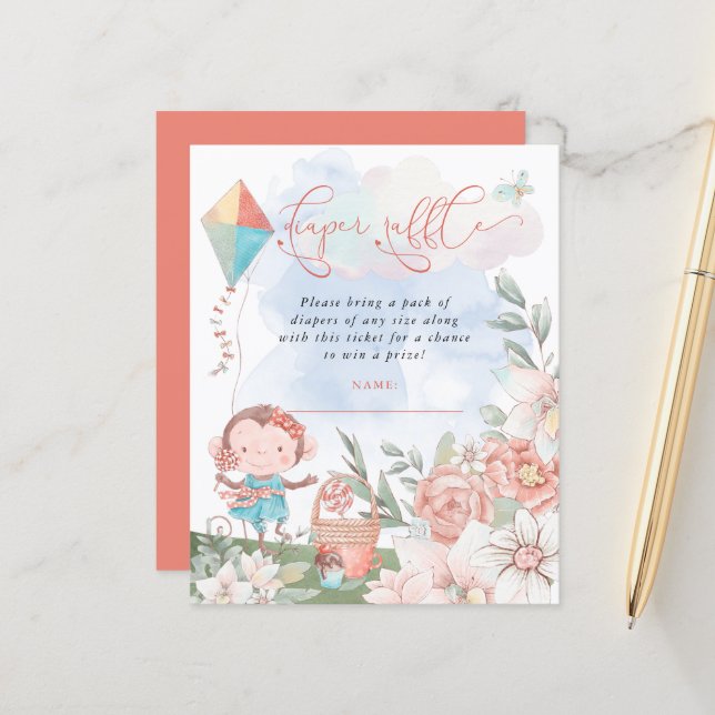 Lámina Mono de presupuesto Diaper Raffle Baby Shower Picn (Anverso/Reverso In Situ)