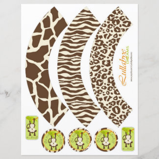 Lámina Mono y Pacificador Impresión Animal Cupcake Wraps