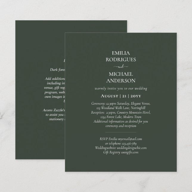 Lámina Monocromo moderno todo en un Boda de presupuesto (Anverso / Reverso)