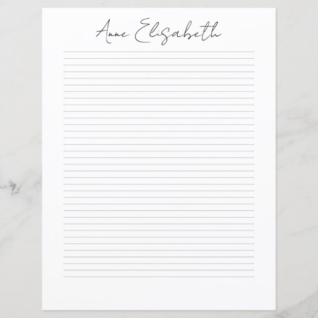 Lámina Monogram Chic Script Name Stationery Paper (Anverso)
