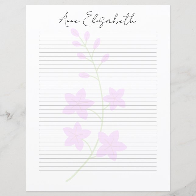 Lámina Monogram Chic Script Name Stationery Paper (Anverso)